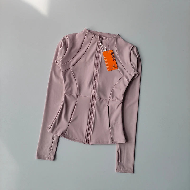 Women's Slim Fit Breathable Nylon Sports Jacket with Zipper