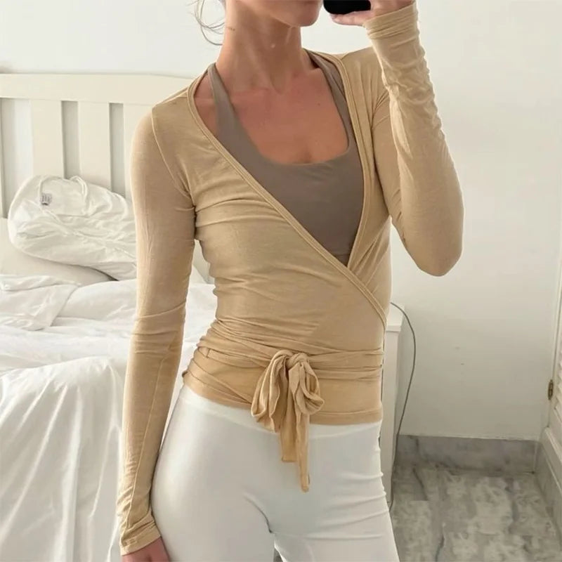 Women Cross Wrap Yoga Shirts