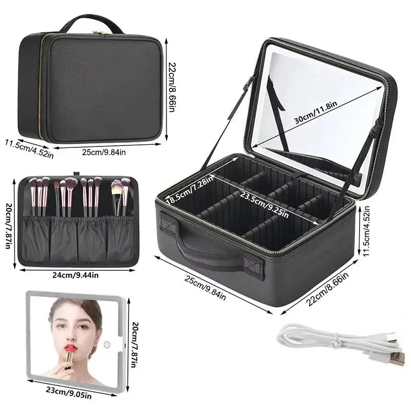 Travel makeup bag with mirror