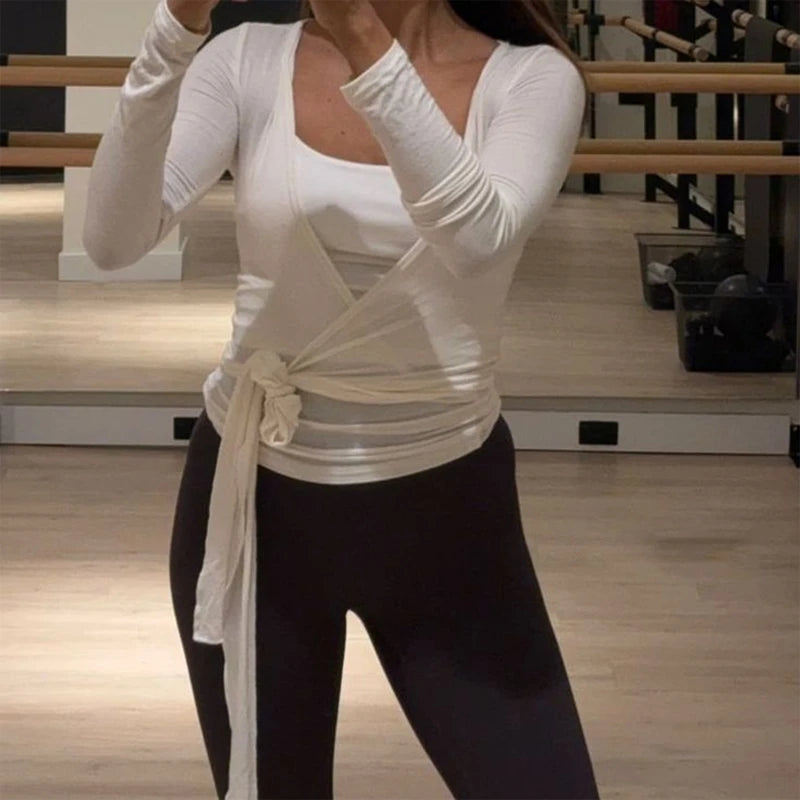 Women Cross Wrap Yoga Shirts