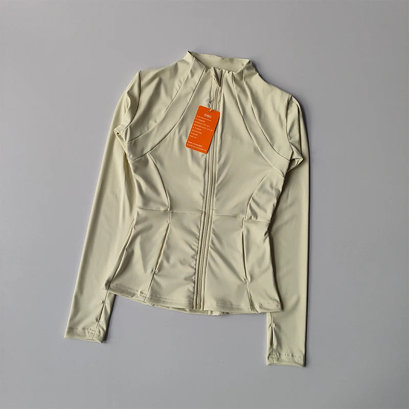Women's Slim Fit Breathable Nylon Sports Jacket with Zipper