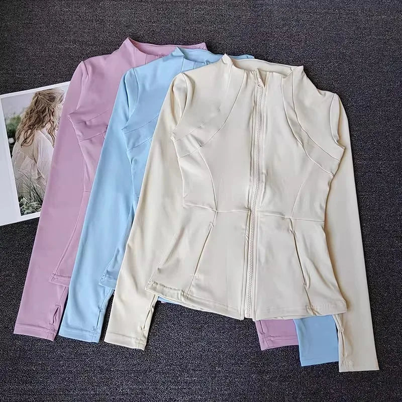Women's Slim Fit Breathable Nylon Sports Jacket with Zipper