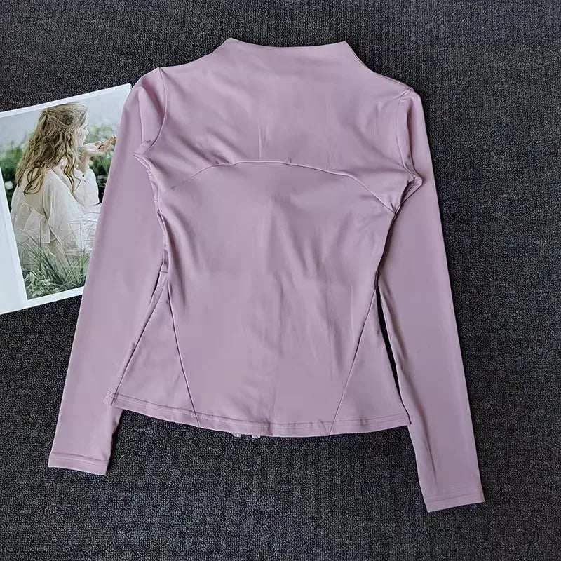 Women's Slim Fit Breathable Nylon Sports Jacket with Zipper
