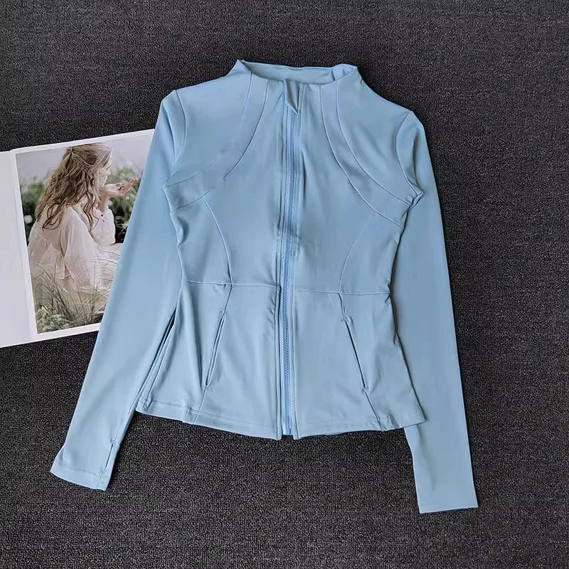 Women's Slim Fit Breathable Nylon Sports Jacket with Zipper